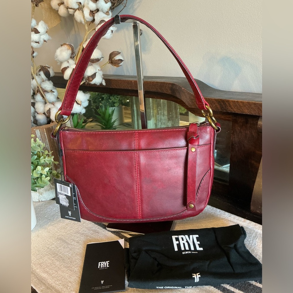 NWT Frye Melissa Leather Zip Top Crossbody Handbag Bag Berry Lacquer MSRP $198